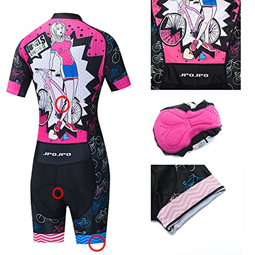 Womens Cycling Jersey Set One-Piece Bike Shirt And Shorts Long Sleeve L #TOP5