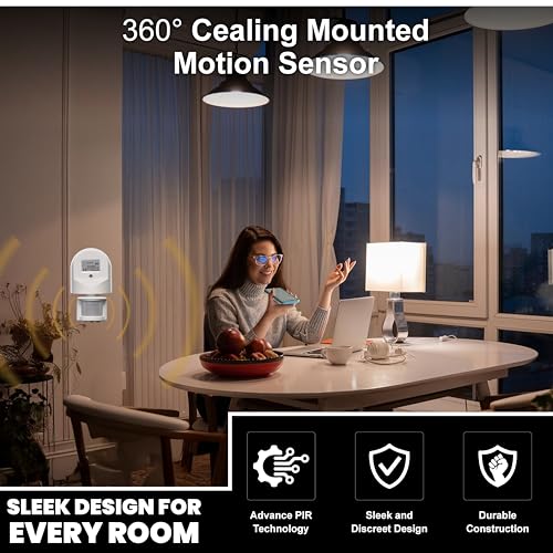 Image of Forus Infrared Motion Sensor, 360 Rotatable Ceiling-Mounted Auto On /Off Switch, Detection Range upto 12m, PIR Tech | Ideal for Entrance, Parking, Corridor, Store Room, Staircase | 3-Year Warranty-1PC