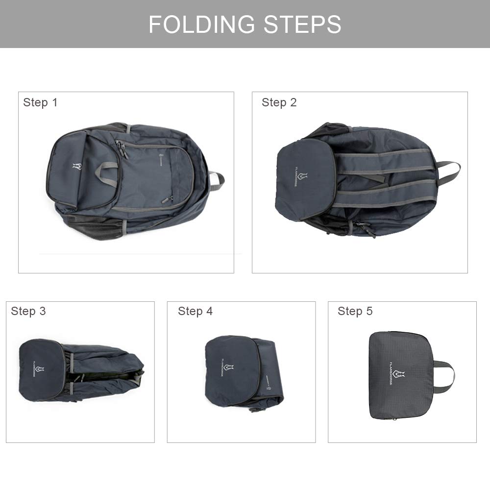 30L Backpack Foldable Waterproof Backpack High Capacity Ultralight Rucksack Sturdy Durable Daypack for Hiking Daypack Packable Camping Travel Outdoor Sport Knapsack for Men Women (grey) - Image 3