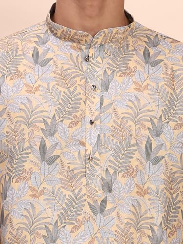 Image of Pro-Ethic Style Developer Men's Cotton Printed Kurta Pajama Set Traditional Outfit | Mandarin Collar (E-129)