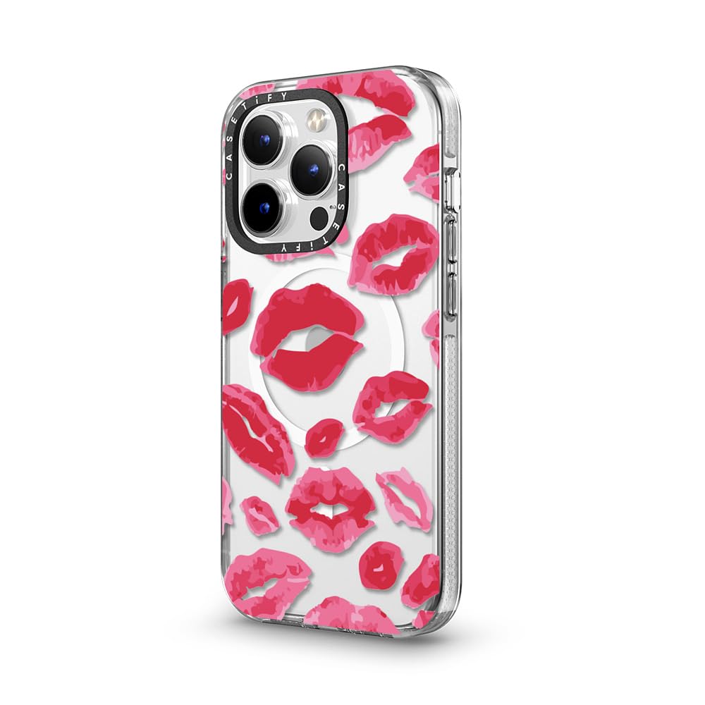CASETiFY Custodia trasparente per iPhone 13 Pro, non ingiallisce, protezione da cadute da 2 m, compatibile con Magsafe, con rossetto baci, trasparente