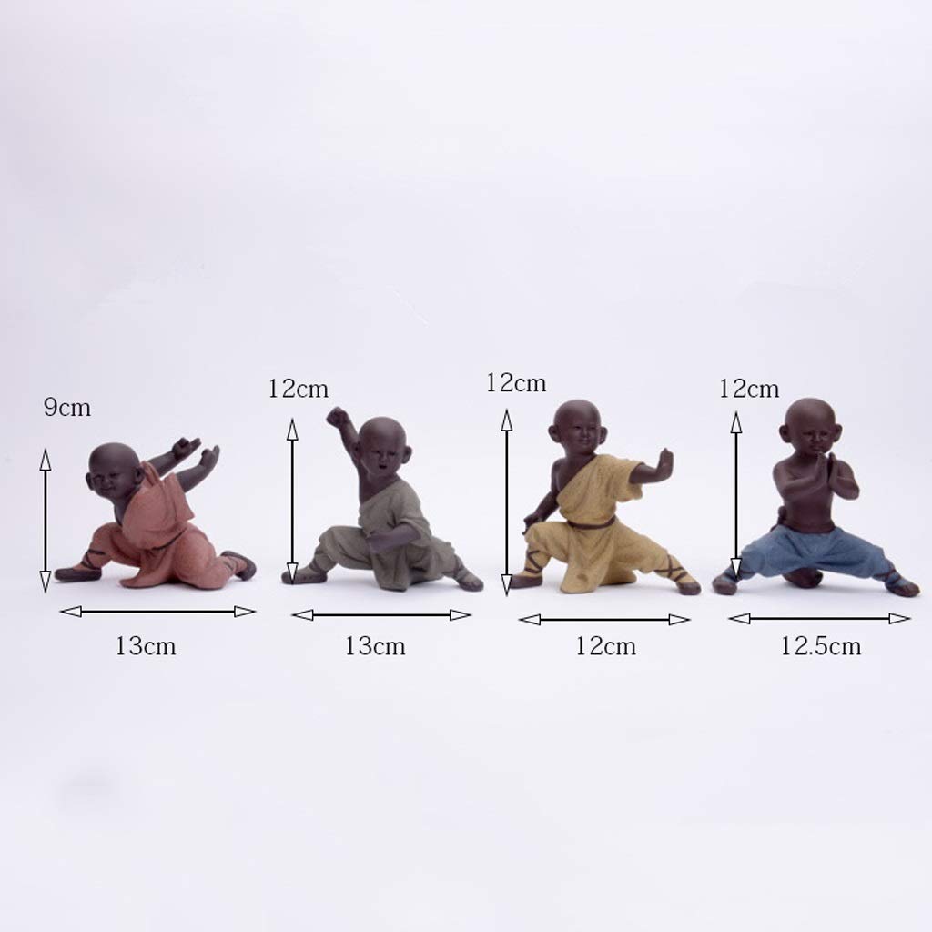 Estatuas de Buda 4 Estilos Estatua de Buda Cerámica Zen Buddha Small Monk Sculpture Statue Chinese Tea Set Sculpture Exquisite Decoración Creativa Gran Regalo de meditación (Color : D)