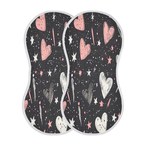 Stars and Hearts Plant Burp Cloths Cotton Baby Washcloths,Large 22x11in Burping Cloth Absorbent and Soft for Newborn Baby Boys and Girls,4 Pack2