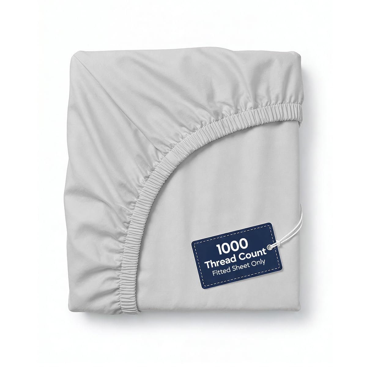 Photo 1 of 100% Egyptian Cotton Fitted Sheet Only - 1000 Thread Count Cotton Fitted Sheet, Soft, Durable, Cooling 16" Deep Pocket Sateen Weave Bottom, Luxury Hotel Quality (Light Gray, Queen)
