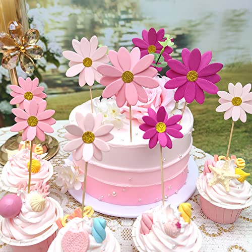 Mybbshower Blush Pink Daisy Party Picks Cupcake Toppers Toothpicks Food Picks Girls Baby Shower Birthday Party Decorations Pack Of 24 #TOP2