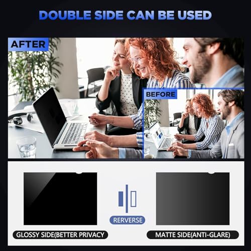 Image of Laptop privacy Screen 14 Inch for 16:9 Aspect Ratio, Anti-Spy privacy Filter & Anti Glare Blue Light Blocking Protector Shield - W x H: 12 3 /16 inch x 6 7 /8* ( 310mm x 174mm) ( 15.6 Inch Laptop 16:9 Aspect Ration)