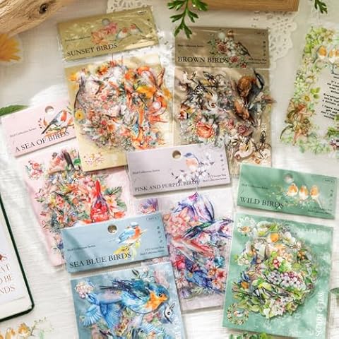 MAXLEAF Vintage Flower Bird Stickers Cover