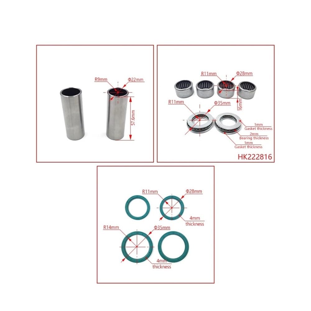 Zestaw łożysk wahacza do YA WR250F WR450F YZ250 | Zestaw tulei uszczelki łożyska wahacza dla YA WR250F WR450F YZ250(Bushings)