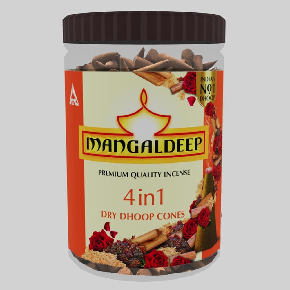 Mangaldeep Bamboless Dry Dhoop Cones 4in1 Jar - sandal, rose, loban and guggal fragrances (200 gms)-image-34