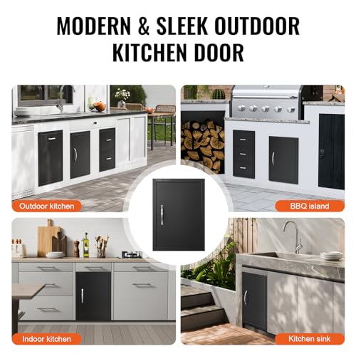 VEVOR Outdoor Kitchen Door - 16W x 22H Inch, Flush Mount, Vertical Wall Door with Handle, for BBQ Island and Grilling Station by VEVOR - Used condition - Image 6