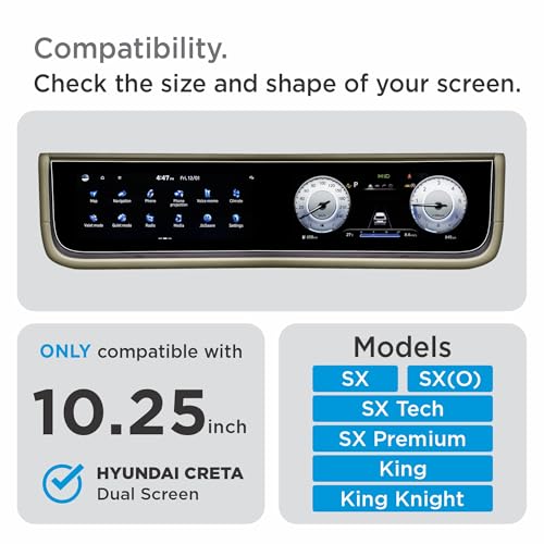 Image of Spartan Shield MATTE [2 PACK] Screen Guard For HYUNDAI CRETA 2026 [ 2024 - Running] | 10.25 Inch Dual-Screen Infotainment & Instrument Cluster + AC Console Protector | SX, SX(O), SX Tech, SX Premium | Anti Glare | Water & Fingerprint Resistant | Scratch Proof | HD Clear | Car Stereo Accessories [Not Tempered Glass]