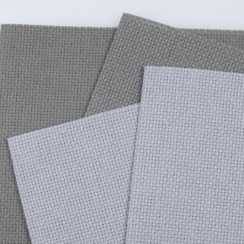 Image of KCS 4 /6 pc of 12 inch x 18 inch(30cmx45cm) 16 Count Cotton Aida Cloth Cross Stitch Fabric (4 pc,Light Grey+Medium Grey)