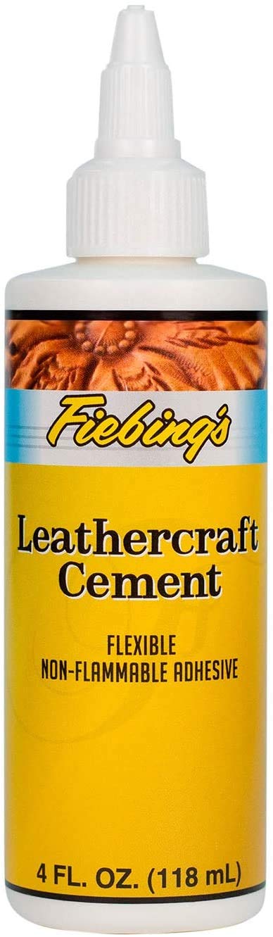 Fiebing's Leathercraft Cement and Brown Edge Kote, 2-Pack - 4 oz Each - High Strength Leather Glue Adhesive - Color Coats Leather Edges