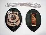 Police Clip on Leather Badge holder and Chain BADGE NOT INCLUDED!