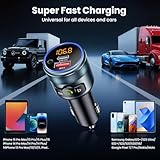 GizmoVine Car FM Transmitter,Bluetooth 5.3 Adapter,Wireless Radio Transmitter for Car,PD 30W QC3.0 18W Fast Charging,Hands-Free,Bass Boost,LED Display,USB Flash Play,All Metal,12V/24V - Image 6