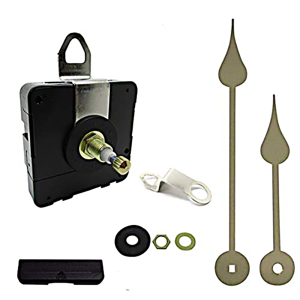 New or Replacement Battery Operated High Torque Silent Japanese Quartz Mechanism Movement Motor Outdoor Wall Clock Long Metal Hands DIY Repair (150mm Gold, 30mm Shaft - Non Ticking Sweep)