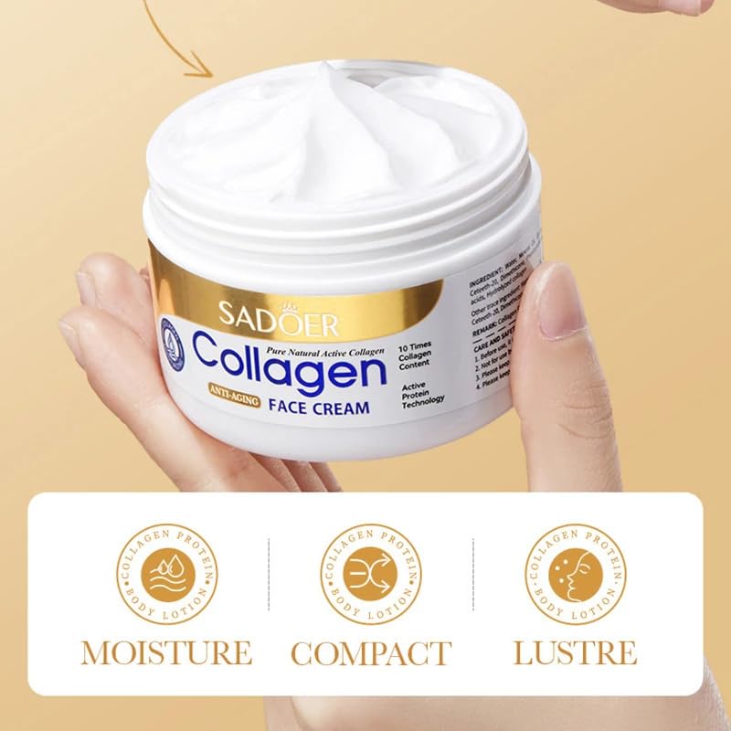 Sadoer Collagen Anti Aging Face Cream with 10 Times More Collagen Content Active Protein Technology - 100g - Image 2