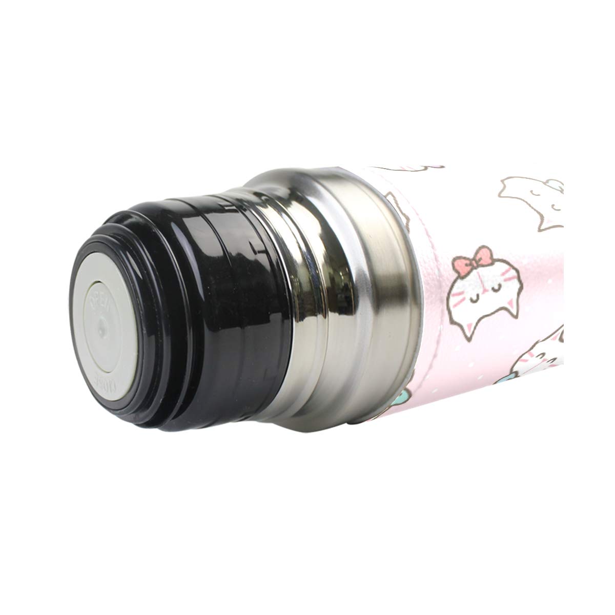 Taza de viaje de acero inoxidable con aislamiento al vacío, doble pared, a prueba de fugas, botella de taza con diseño de cara de gato, personalizable con estampado de cara de gato, 500 ml
