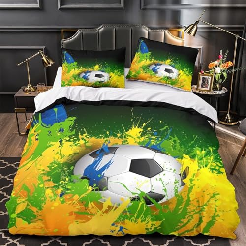 Housse de couette de qualité supérieure imprimé 3D SoccerBallArt lit single - 2