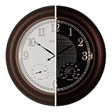 CLXEAST 24インチ イルミネーション 屋外 屋内 原子 アナログ 壁掛け時計 温度と湿度、ブロンズ仕上げ