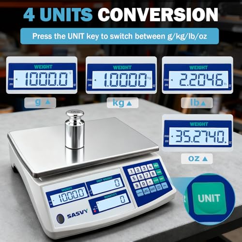 Image of Counting Scale (66lb /30kg, 0.1g) oz /lb /kg /g Industrial Digital Inventory Scale with Battery for Small Parts, Coins, Pieces, Tickets