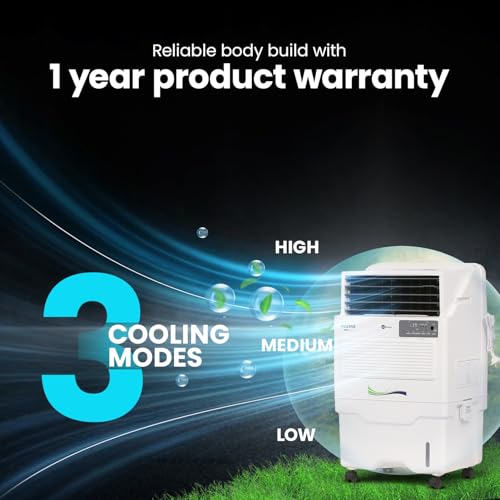Image of Voltas Windsor 35T Room Air Cooler for Home, with Swing Control (34 Litre Tank Capacity, Water Level Indicator, Honeycomb Cooling Media, Electronic Touch Panel, White)