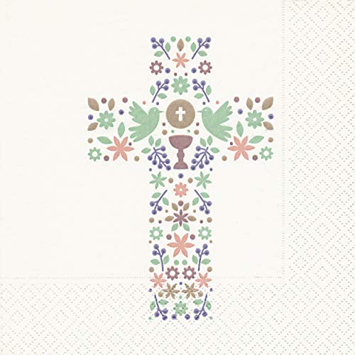 20 Servietten mit religiösem Kreuzmotiv, 33 x 33 cm