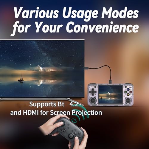 Image of RG35XX H 10200 Retro Games Handheld Game Console, Gaming Console Built-in 128G Card, 3.5 Inch IPS Screen Linux System 8 Hours High Capacity Battery Support HDMI TV Output 5G WiFi Bt 4.2