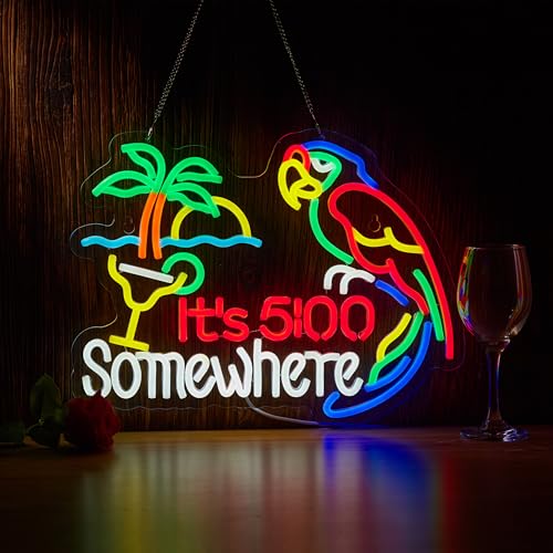 Rhooea Its 5 00 Oclock Some Where Neon Sign for Its Five Oclock Somewhere Sign Wall Decor LED Bar Beer Neon Light.