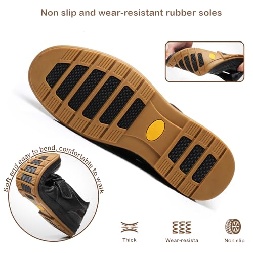 bumuam Men's Waterproof Leather Sport Sandals, Outdoor Hiking Shoes with Adjustable Straps, Closed Toe Water Sandals, Casual Lightweight Non-slip Shoes4