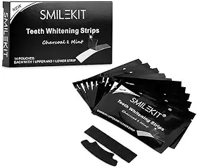 Fita Clareadora Branqueadora Dental Smilekit com Carvão Ativado Com 28 Fitas