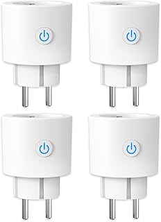 ANTELA WLAN Smart Steckdose mit Strommessung 16A, Smart Home Steckdose kompatibel mit Alexa/Google Home, Stromverbrauch Messen, Sprachsteuerung, APP Fernsteuerung, 2,4GHz, 4 PCs