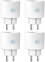 Antela WLAN Smart Socket with Current Measurement 16 A, Smart Home Socket Compatible with Alexa/Google Home, Power Consumption Measurement, Voice Control, App Remote Control, 2.4 GHz, 4 PCs
