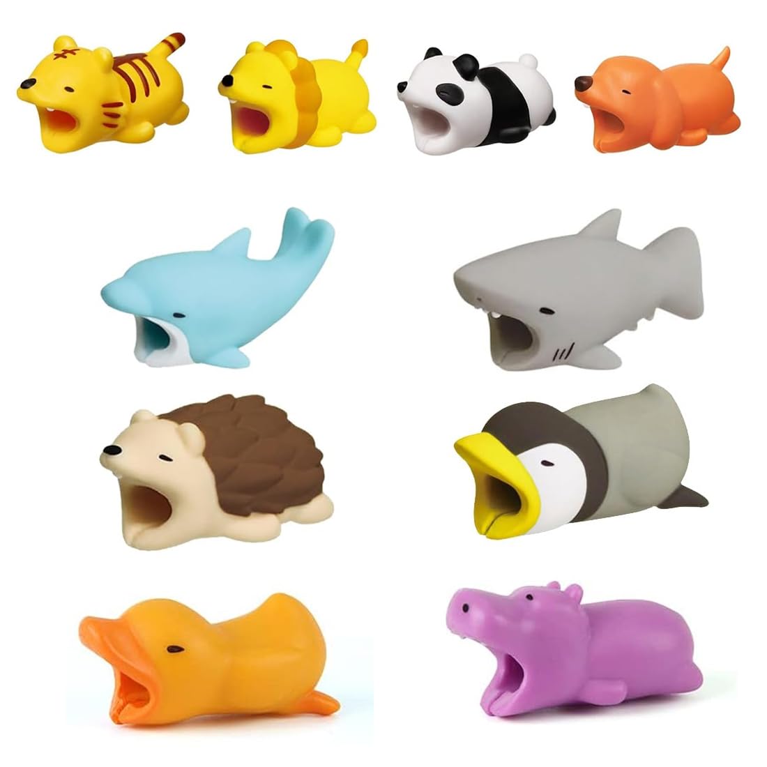 10PCS Protezione Cavi in Silicone, Animali Proteggi Cavi, Cavi di Ricarica, Anti Rottura, Protezione Piegatura, Compatibile con la Maggior Parte dei Cavi per Smartphone