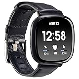 IMPAWFAN Leather Bands Compatible with Fitbit Sense/ Fitbit Versa 3, Soft Replacement Band for Women...
