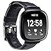 Leather Bands Compatible with Fitbit Versa 3/ Fitbit Sense,Soft Replacement Band Wristband Leather Accessories for Fitbit Versa 3/ Fitbit Sense Smartwatch Women Men A-Black