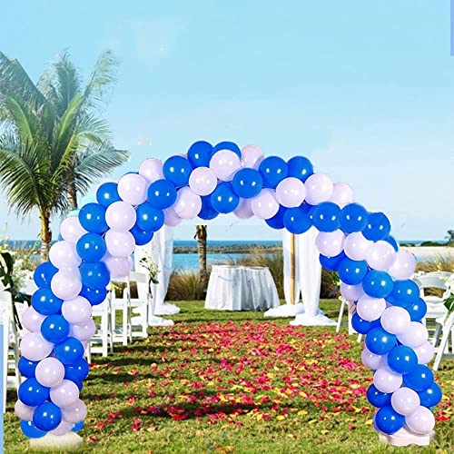 Image of 100pcs Royal Blue and White Balloons 12 Inch w /Ribbon for Party Decorations | GBSAWER Blue and White Balloons for Birthday Graduation Anniversary Wedding Bridal Shower Celebration Party