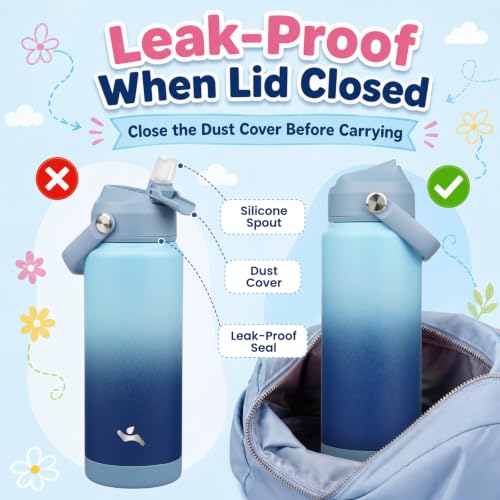 Image of Konokyo 24 oz Insulated Stainless Steel Sports Water Bottle with Straw Lid