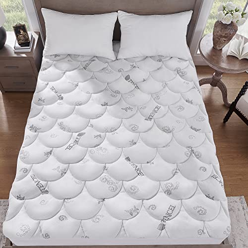 Image of Softhour Padded Topper Twin Size 40% Tencel Blend Rayon from Bamboo and Cotton Filled Mattress Cover, Thick, Luxurious and Comfort Mattress Pad, Deep Pocket for 21 inch Mattress
