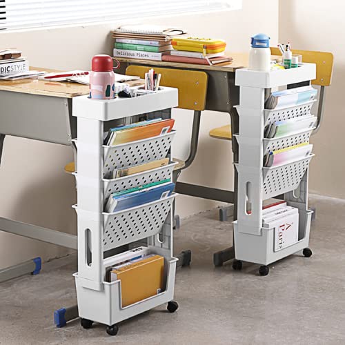 Apbats 5 Tier Book Rack Storage Bookshelf, Removable Movable Unique Bookcase, Utility Organizer White Bookshelves For Kids Children Students Study In Bedroom Living Room Home School #TOP6