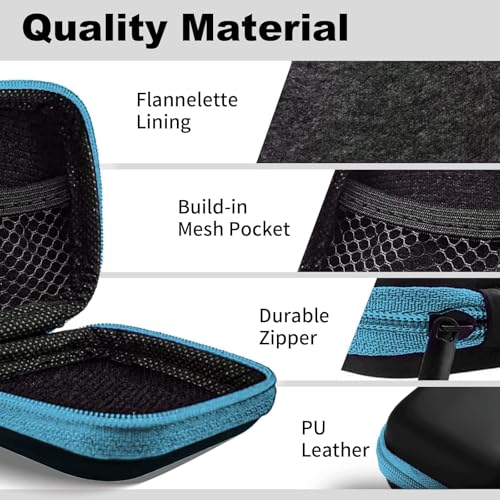 Image of Square Earbud Case Portable EVA Carrying Case Storage Bag Cell Phone Accessories Organizer with Carabiner for Earphone, Earbud, Earpieces, SD Memory Card, Camera Chips, Tech Pouch, Blue1