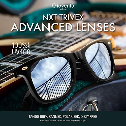 Gioventù Polarized Sunglasses for Women and Men - UV400 Protection NXT Trivex Advanced Lenses, Classic Wayfarer Sunglasses, Outdoors Sport Driving Fishing Cycling Hiking (Wayfarer Mirror-Coated)