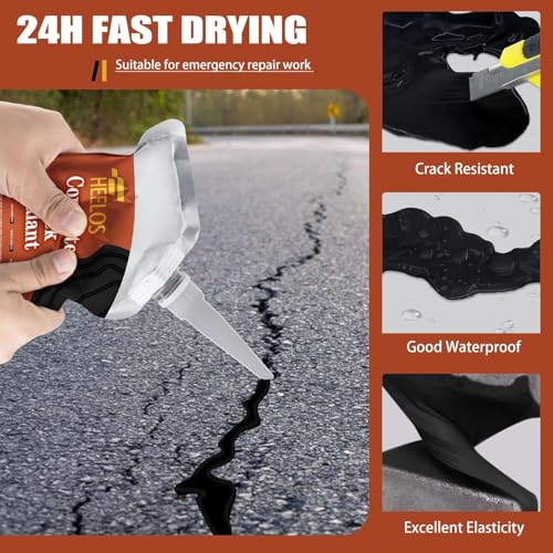 Asphalt Crack Filler, 6Pack High Elasticity Driveway Crack Filler, Self Leveling Waterproof Asphalt Sealant for Driveway, Walkway, Road, Blacktop Joint Filler, Flexible Concrete Sealer(Black) by Heelos - Image 5