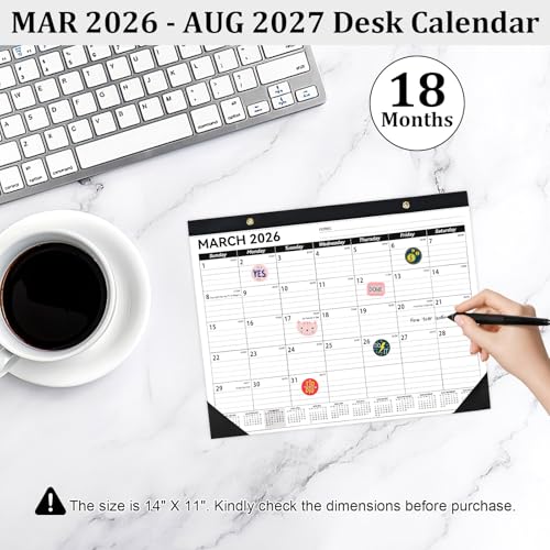 Calendario de escritorio 2025-2026 de 14x11 pulgadas planificador mensual de 18 meses para oficina 4