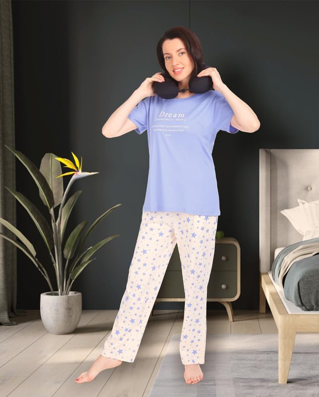 Image of Bedtime story Cotton Night Suit for Women Girls | Women's Cotton Printed Pant & Top Night Suit Set Pyjama Set Sleepwear Nightwear Nightdress Loungewear