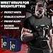 TECEUM Weightlifting Wrist Wraps with Thumb Loop – Navy Blue – Beast Mode – 18 inch – Heavy-Duty Workout Wrist Support & Protection – Ideal for Powerlifting, Strength Training, Bodybuilding