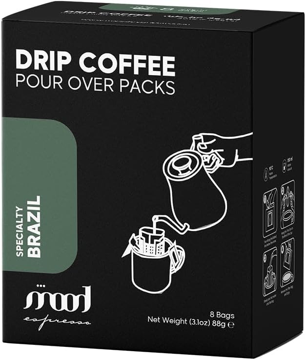 Mood Espresso - Medium Roast Drip Coffee, Specialty Brazil, 8 x 11g Sachets - Made in UAE