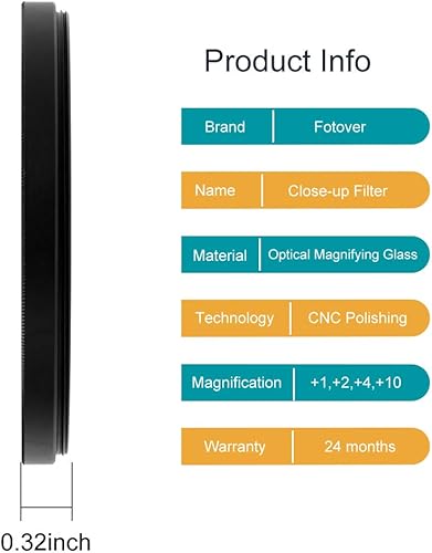 Miniatura 3 de Kit de filtro de primer plano de 2.165in, 4 piezas (+1,+2,+4,+10) juego de filtro macro de primer plano con bolsa de filtro de lente para cámara