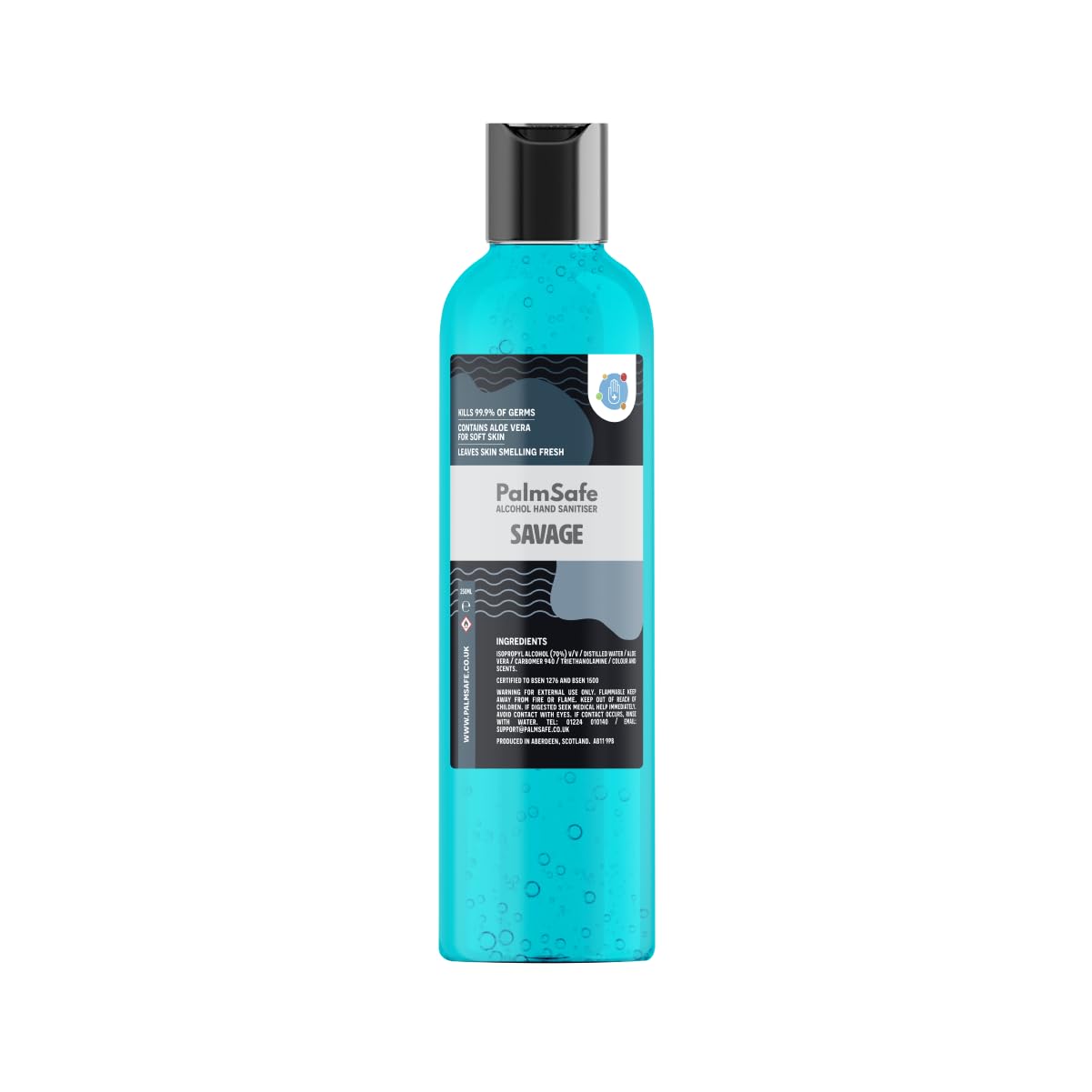 Palm Safe Savage Alcohol Hand Sanitiser 250 ml Disc Top Bottle