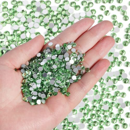 Image of Beadsland Flat Back Crystal Rhinestones Bulk, Peridot, SS20, 14400pcs | Flatback Glass Gems for Nails Crafts Clothes DIY Decoration, Glue Fix, 4.6-4.8mm,Light Green